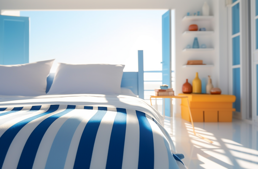 blue and white bedroom